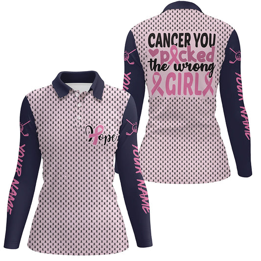 You Picked The Wrong Girl Breast Cancer Awareness Womens Golf Polo Shirt Pink Cute Golf Tops LDT0265