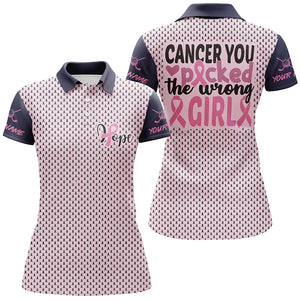 You Picked The Wrong Girl Breast Cancer Awareness Womens Golf Polo Shirt Pink Cute Golf Tops LDT0265