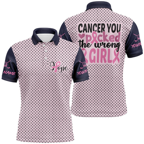 You Picked The Wrong Girl Breast Cancer Awareness Mens Golf Polo Shirt Pink Golf Shirts For Men LDT0265