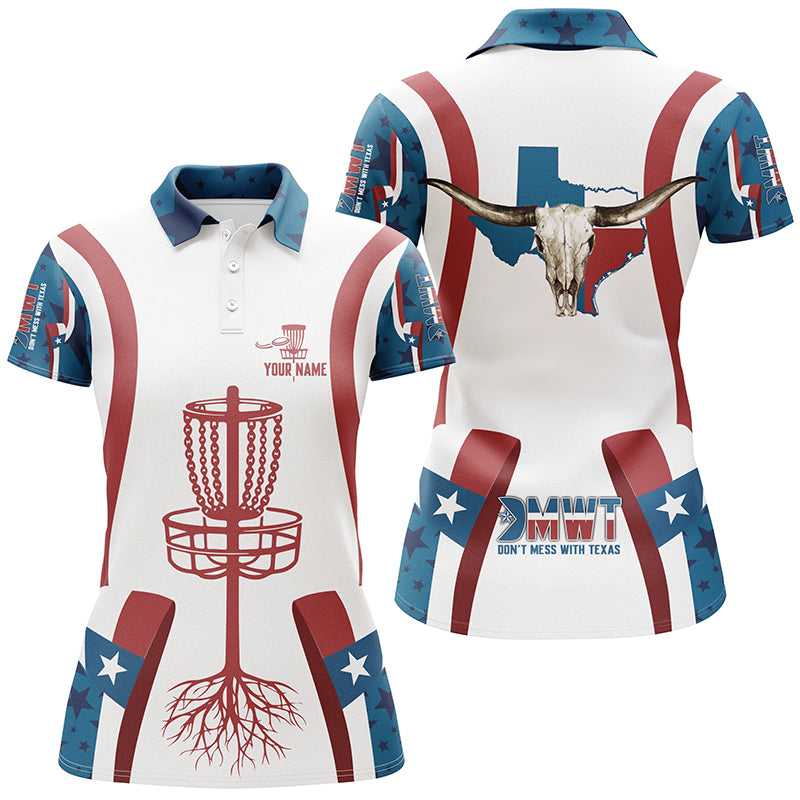 Texas Flag Longhorn Disc Golf Shirt Custom Patriotic Disc Golf Shirts For Women Golf Gifts LDT0268