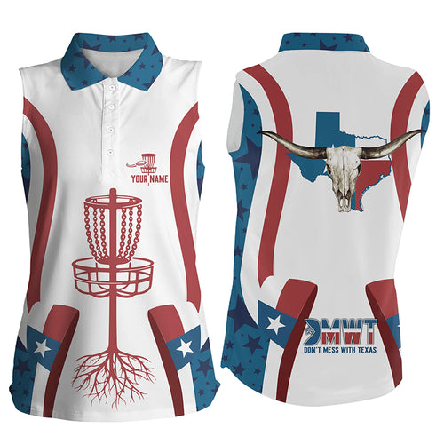 Texas Flag Longhorn Disc Golf Shirt Custom Patriotic Sleeveless Disc Golf Shirts For Women Golf Gifts LDT0268