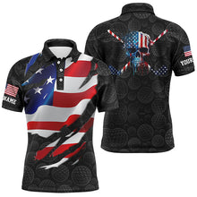 Load image into Gallery viewer, Mens 3D American Flag Custom Golf Pattern Black Polo Shirts Skull Golf Shirts For Men LDT0559