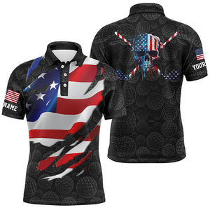 Mens 3D American Flag Custom Golf Pattern Black Polo Shirts Skull Golf Shirts For Men LDT0559