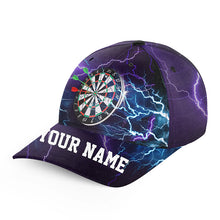 Load image into Gallery viewer, Personalized Thunder Lightning Purple Baseball Darts Cap Custom Darts Hat For Team Player Darts Gifts LDT1275
