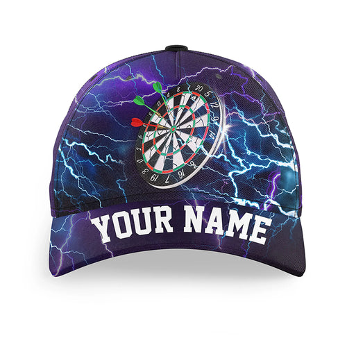 Personalized Thunder Lightning Purple Baseball Darts Cap Custom Darts Hat For Team Player Darts Gifts LDT1275