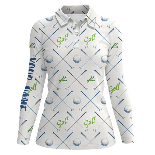 Golf Pattern Seamless Womens Polo Shirts Custom Name Cool Golf Shirts For Women Golf Gifts LDT0570