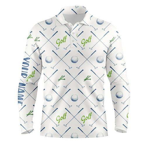 Golf Pattern Seamless Mens Polo Shirts Custom Name Cool Golf Shirts For Men Golf Gifts LDT0570