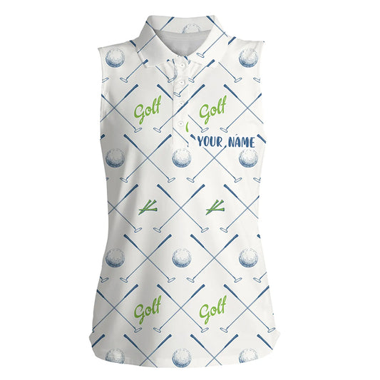 Golf Pattern Seamless Womens Sleeveless Polo Shirt Custom Name Cool Golf Shirts For Women Golf Gifts LDT0570
