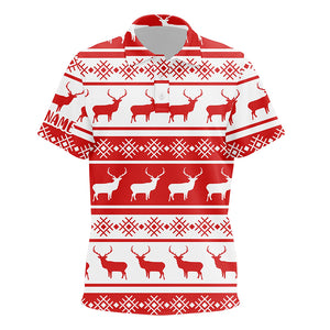 Christmas Seamless Pattern With Deer Red White Kids Golf Polo Shirts Custom Golf Shirts For Kid LDT0572