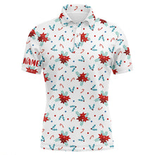 Load image into Gallery viewer, Christmas Flowers Seamless Pattern Mens Golf Polo Shirts Custom Golf Shirts For Men Golf Gifts LDT0573