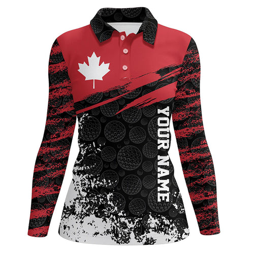 Retro Canadian Golf Polo Shirt Custom Canada Flag Patriotic Golf Tops For Women Golfing Gifts LDT0890