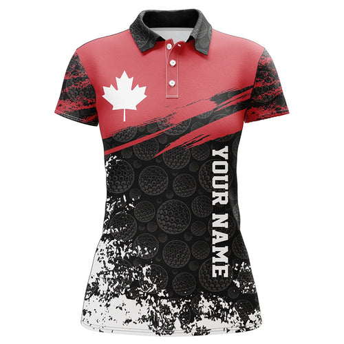 Retro Canadian Golf Polo Shirt Custom Canada Flag Patriotic Golf Tops For Women Golfing Gifts LDT0890