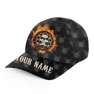 Personalized Darts Flame Skull Baseball Hats Custom Fire Crazy Darts Cap For Dart Players Darts Gift LDT1291
