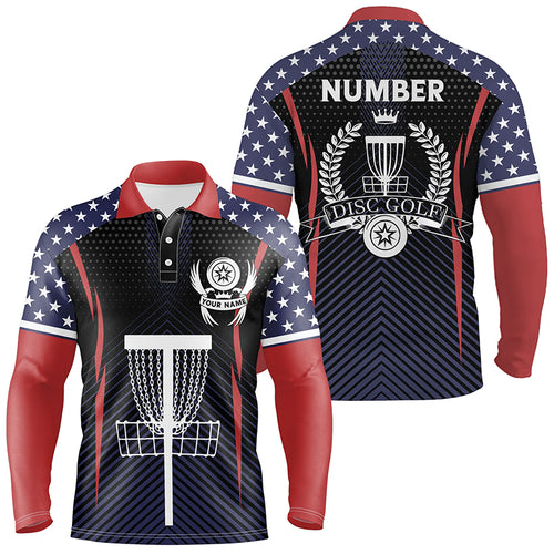 Mens American Flag Disc Golf Polo Shirts Customized Patriotic Golf Shirts For Men, Golf Gifts LDT0287