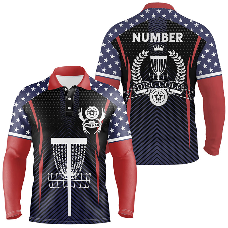 Mens American Flag Disc Golf Polo Shirts Customized Patriotic Golf Shirts For Men, Golf Gifts LDT0287
