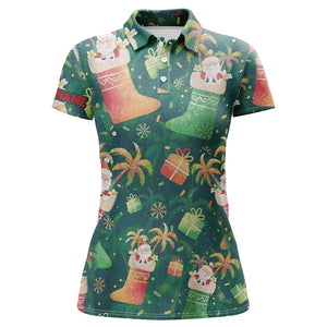 Santa Christmas Socks Green Golf Polo Shirt Funny Golf Shirts For Women Christmas Golf Gifts LDT0610