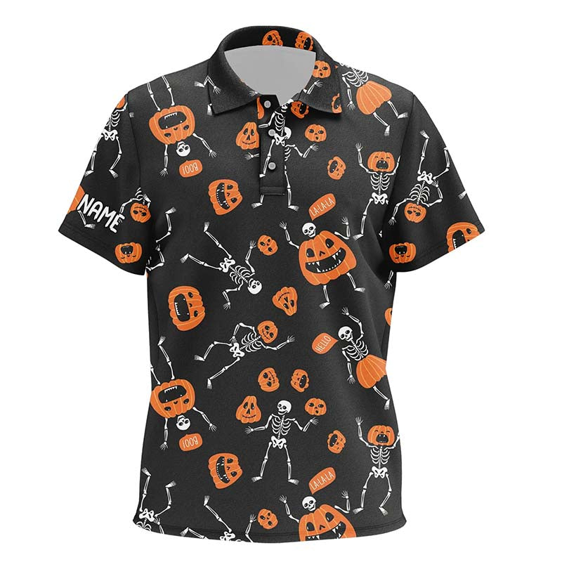 Funny Skeleton Halloween Golf Shirts For Kid Horror Pumpkin Golf Gifts For Halloween Lover LDT0297