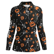 Load image into Gallery viewer, Funny Skeleton Halloween Golf Shirts For Women Horror Pumpkin Golf Gifts For Halloween Lover LDT0297