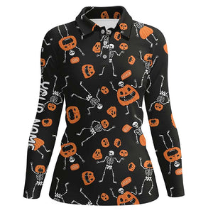 Funny Skeleton Halloween Golf Shirts For Women Horror Pumpkin Golf Gifts For Halloween Lover LDT0297