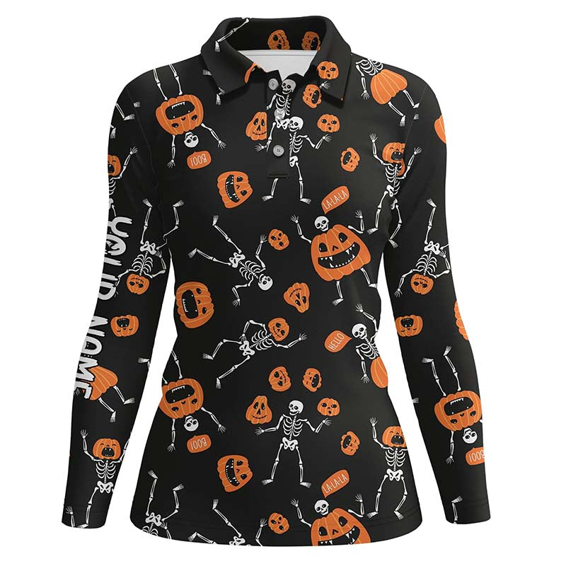 Funny Skeleton Halloween Golf Shirts For Women Horror Pumpkin Golf Gifts For Halloween Lover LDT0297