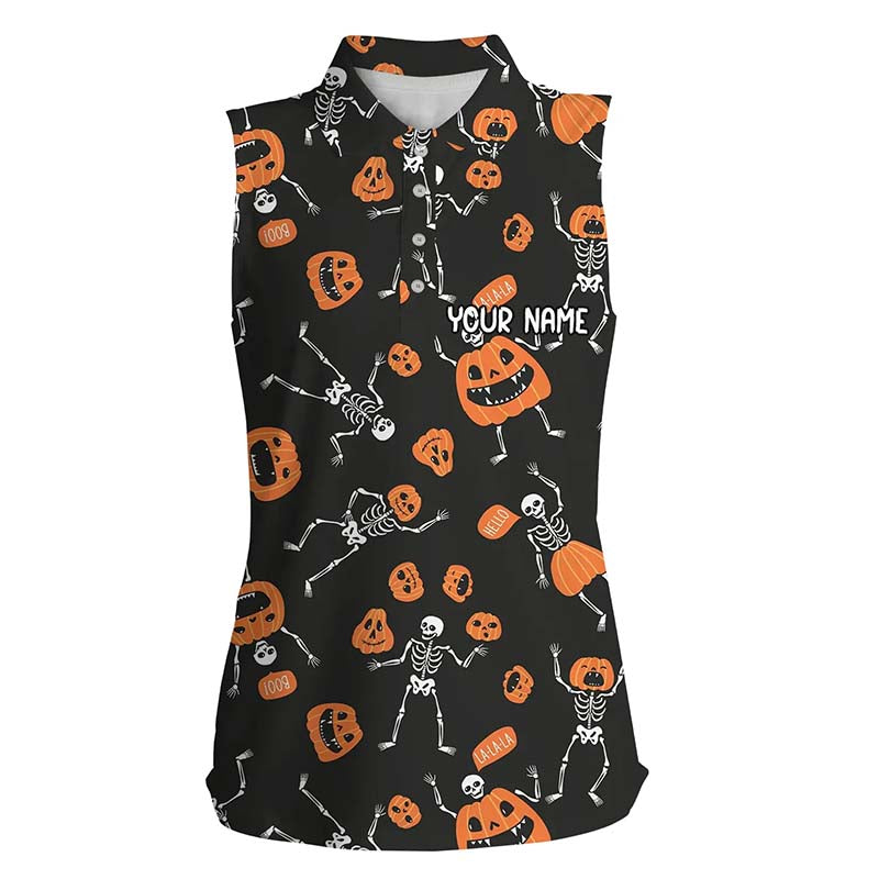 Funny Skeleton Halloween Sleeveless Golf Shirts For Women Horror Pumpkin Golf Gifts For Halloween Lover LDT0297