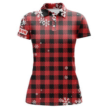 Load image into Gallery viewer, Christmas Snowflakes On Red Black Plaid Womens Golf Polos Personalized Golf Shirts For Women LDT0619