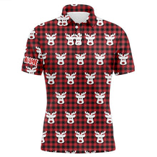 Load image into Gallery viewer, Reindeer Red Black Plaid Christmas Mens Golf Polo Shirt Golf Shirts For Men Golfer Gifts LDT0620