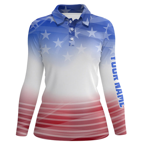 Gradient American Flag Golf Polo Shirts Patriotic Usa Golf Shirts For Women Cool Golf Gifts LDT0636