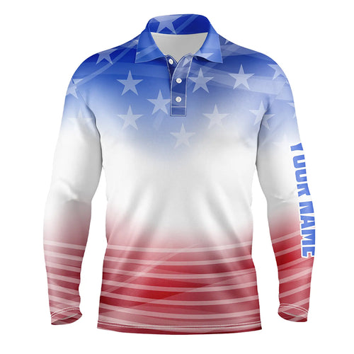 Gradient American Flag Men Golf Polo Shirts Patriotic Usa Golf Shirts For Men Cool Golf Gifts LDT0636