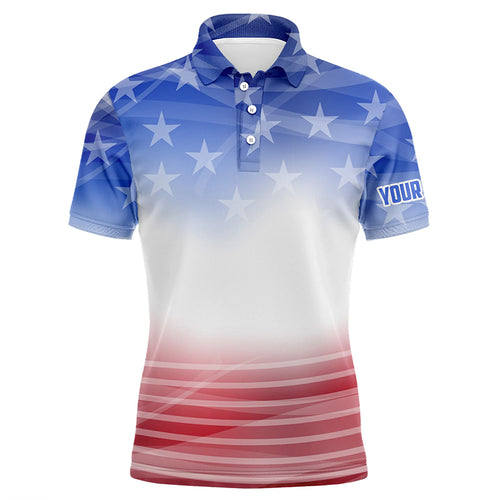 Gradient American Flag Men Golf Polo Shirts Patriotic Usa Golf Shirts For Men Cool Golf Gifts LDT0636