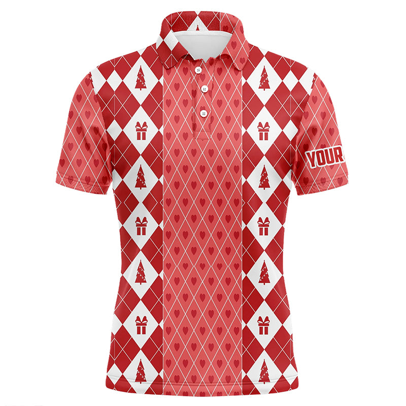 Christmas Gifts & Trees Pink Red Men Golf Polos Custom Golf Shirts For Men Cute Golf Gift LDT0641