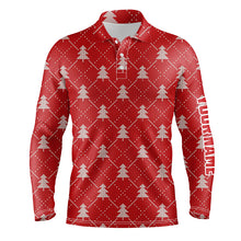 Load image into Gallery viewer, Christmas Trees Red Knitted Mens Golf Polo Shirts Argyle Golf Shirts For Men Golfer Gifts LDT0642