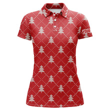 Load image into Gallery viewer, Christmas Trees Red Knitted Womens Golf Polo Shirts Argyle Golf Shirts For Women Golfer Gifts LDT0642