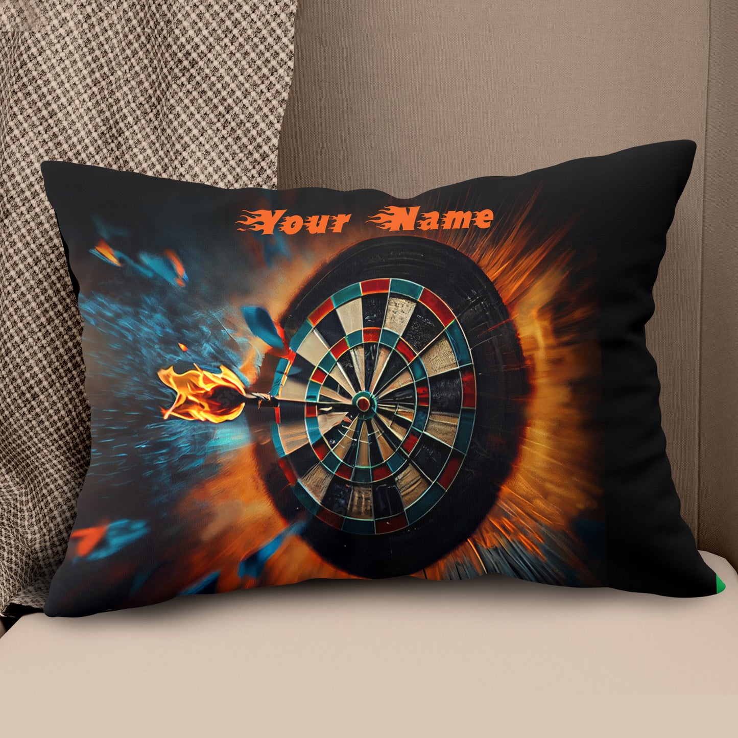 Darts On Fire Custom Pillow Personalized Darts Gift For Dart Player LDT1122