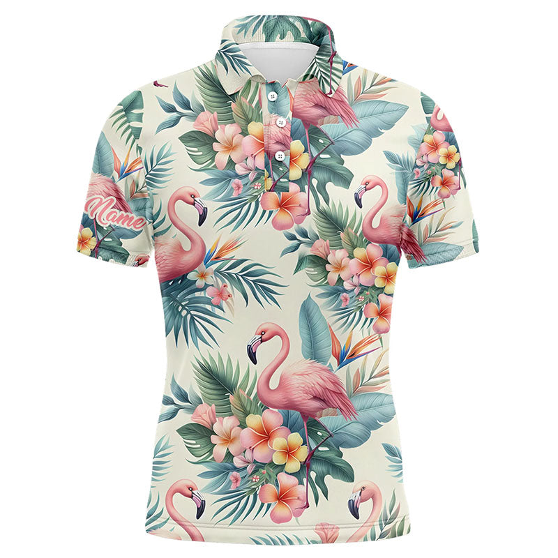 Pink Flamingo Tropical Mens Golf Polo Shirts Customized Golf Shirts For Men Golfing Gifts LDT1309