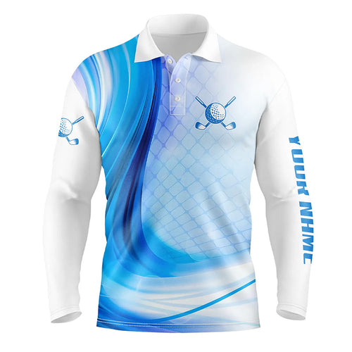 Blue Light Twinkle Mens Golf Polo Shirts Custom Name Golf Shirts For Men Golfing Gifts LDT1324