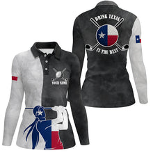 Load image into Gallery viewer, Texas Flag Womens Golf Polo Shirts, Black And White Patriotic Golf Shirts For Women, Best Golf Gifts LDT0096