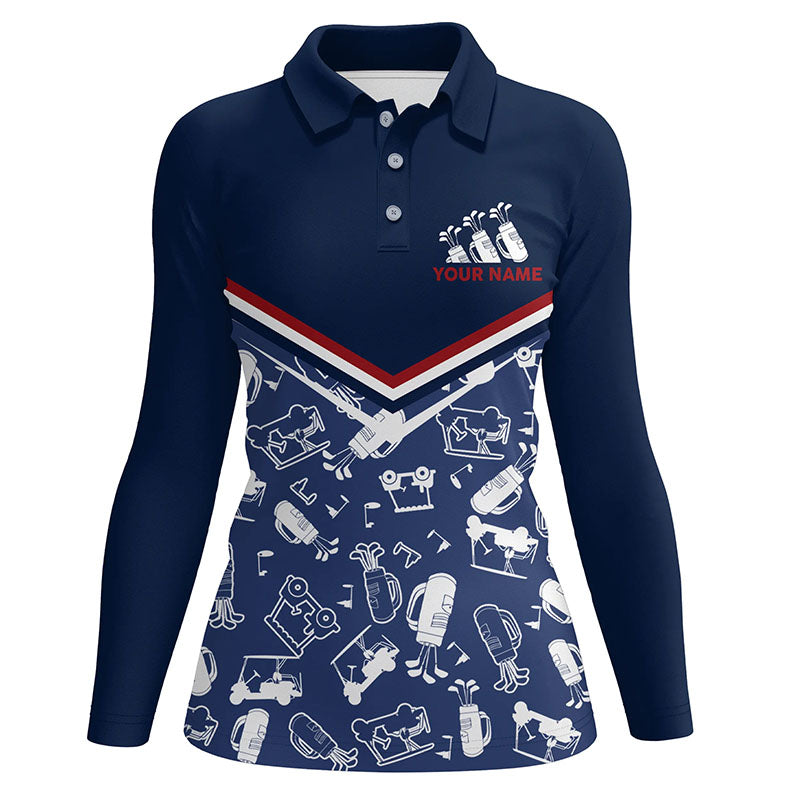 Womens Golf Polo Shirts Custom Name Navy Golf Equipment Seamless, Personalized Golf Shirts For Women LDT0102