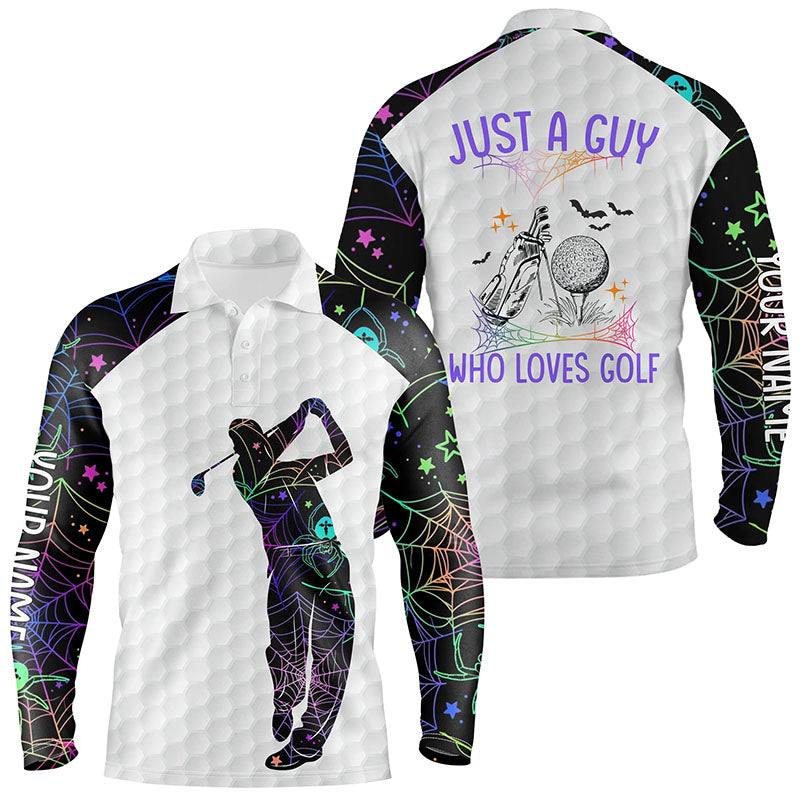 Mens Halloween Golf Shirts, Multicolor Spider Web Golf Shirts For Men, Best Halloween Golf Gifts LDT0110