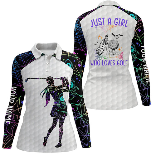 Womens Halloween Golf Shirts, Multicolor Spider Web Golf Shirts For Womens, Best Halloween Golf Gifts LDT0110