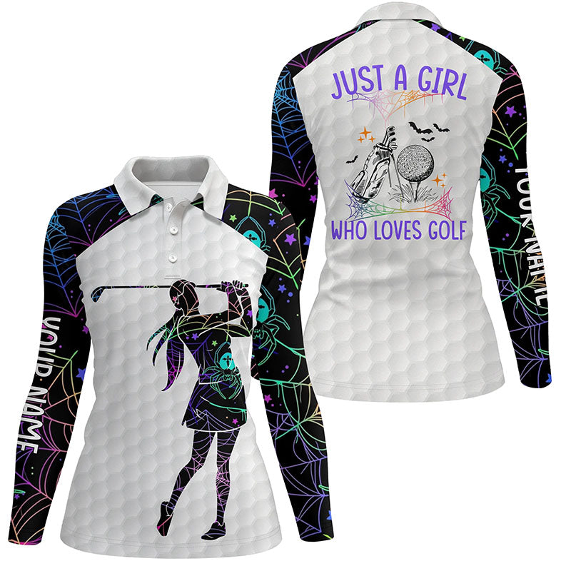 Womens Halloween Golf Shirts, Multicolor Spider Web Golf Shirts For Womens, Best Halloween Golf Gifts LDT0110