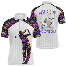 Load image into Gallery viewer, Mens Halloween Golf Shirt, Multicolored Pumpkins And Bats Golf Shirts For Men, Halloween Golf Gifts LDT0111