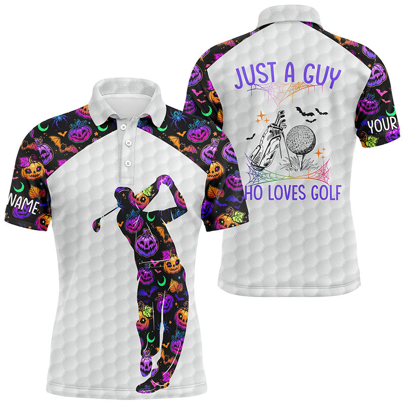 Mens Halloween Golf Shirt, Multicolored Pumpkins And Bats Golf Shirts For Men, Halloween Golf Gifts LDT0111