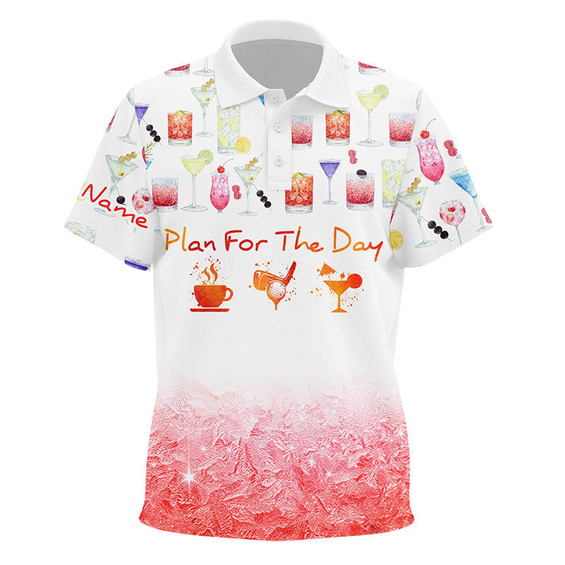 Plan For The Day Coffee Golf Cocktail Watercolor Kids Golf Polo Shirt Funny Golf Shirts For Kid LDT0390