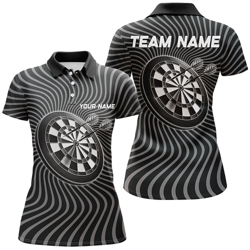 Personalized Black Grey Waving Dart Polo Shirt Custom Darts Shirt For Women Dart Jersey LDT0709