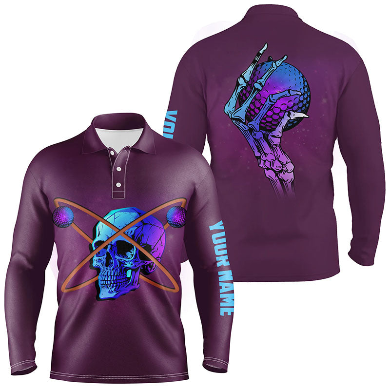 Artistic Skull Golf Mens Polo Shirt, Custom Rainbow Skull Golf Shirts For Men, Halloween Golf Gifts LDT0134