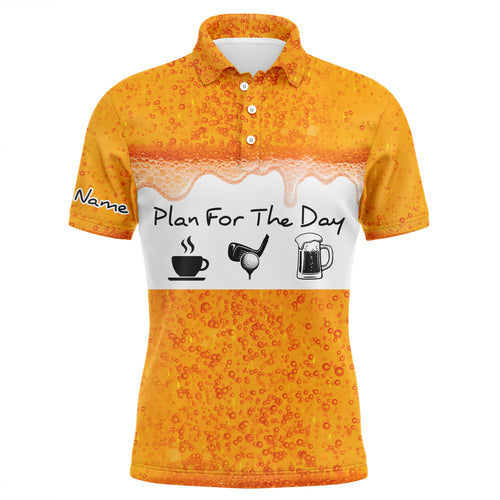 Mens Golf Polo Shirts Custom Name Beer Golf Plan Personalized Golf Shirts For Men, Golfer Gifts LDT0139