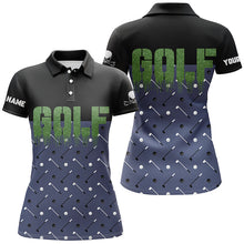 Load image into Gallery viewer, Black And Navy Womens Golf Polo Shirts Custom Funny Golf Shirt For Ladies Skull Golfing Gifts LDT0142