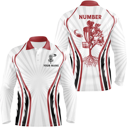 Retro Red Fire Disc Golf Mens Polo Shirt Personalized Disc Golf Shirts For Men Disc Golf Basket LDT0935