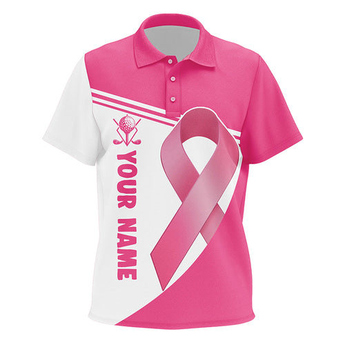 Breast Cancer Pink Ribbon Kids Golf Polo Shirts Custom Name Golf Shirts For Kid Golfing Gifts LDT1351